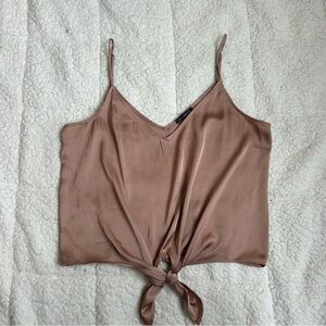 DYNAMITE Tan Tie-Front Crop Camisole